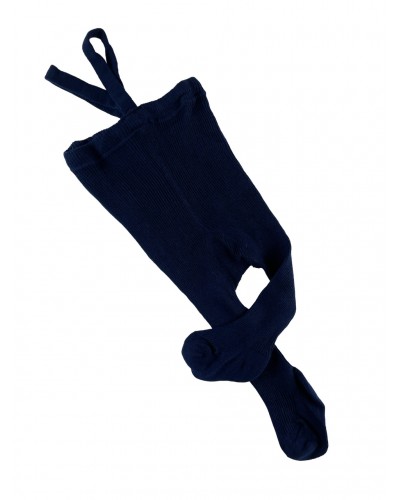 Tights with suspenders, cotton, dark blue