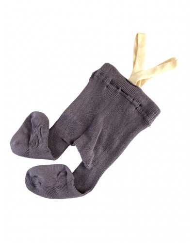 Tights with suspenders, organic cotton, gray
